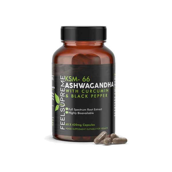 Feel Supreme 25200mg KSM66 Ashwagandha With Curcumin Capsules - 60 Caps CBD Products Feel Supreme 